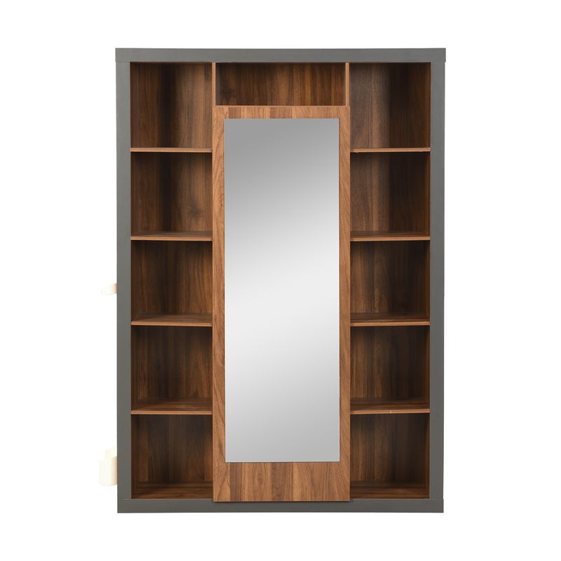 Garderobengestell Mit Spiegel, Multifunktional, Mit Regal, Haken Und Kleiderbügeln_voghion.com