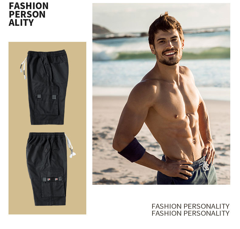 Vêtements pour hommes short cargo d'été pour hommes ample grande taille pantalon quart en coton pour hommes pantalons décontractés multi-poches_voghion.com