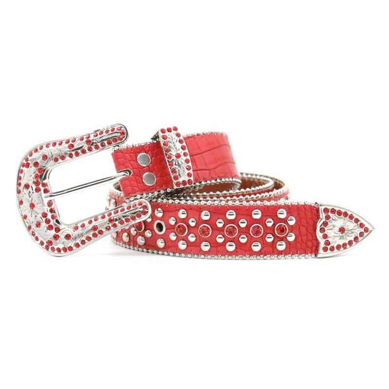 Waterdiamanten riem, universeel legeringskruis voor mannen en vrouwen, ingelegd met klinknagels, gepersonaliseerde hiphop, niche en internet_voghion.com