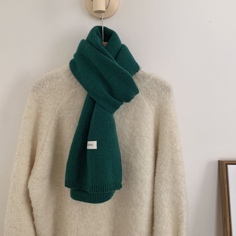 Winterschal Kürbis Orange Einfarbig Flach Gestrickte Wolle Paar Stil Mode Verdickt Warm Schal Einteiliges Haar_voghion.com