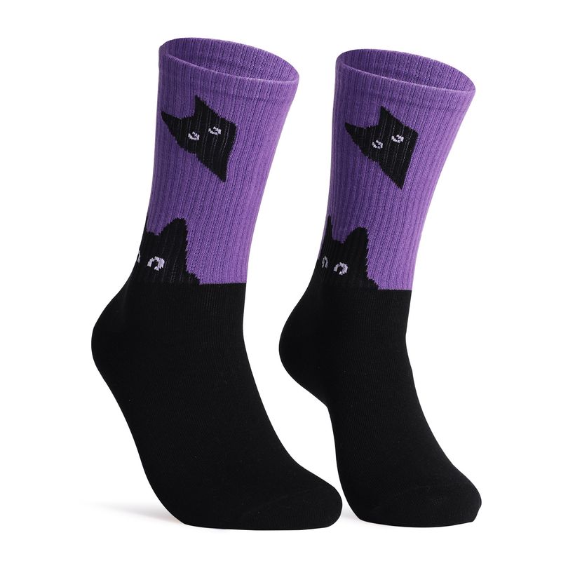 Casual socks hot cat dog rainbow large size cotton socks women's casual cotton women's mid-tube socks_voghion.com