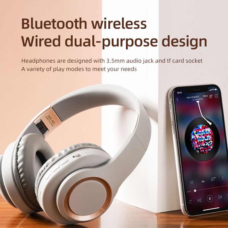 Casque Bluetooth 5.0 sans fil avec carte enfichable, caisson de basses stéréo, casque Bluetooth TYPE-C_voghion.com