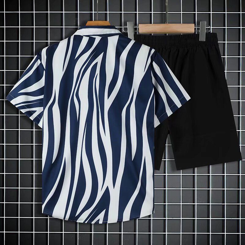 Camicia estiva a maniche corte da uomo in seta di ghiaccio, ad asciugatura rapida, alla moda, di grandi dimensioni, colorata, da spiaggia, coppia, due pezzi_voghion.com