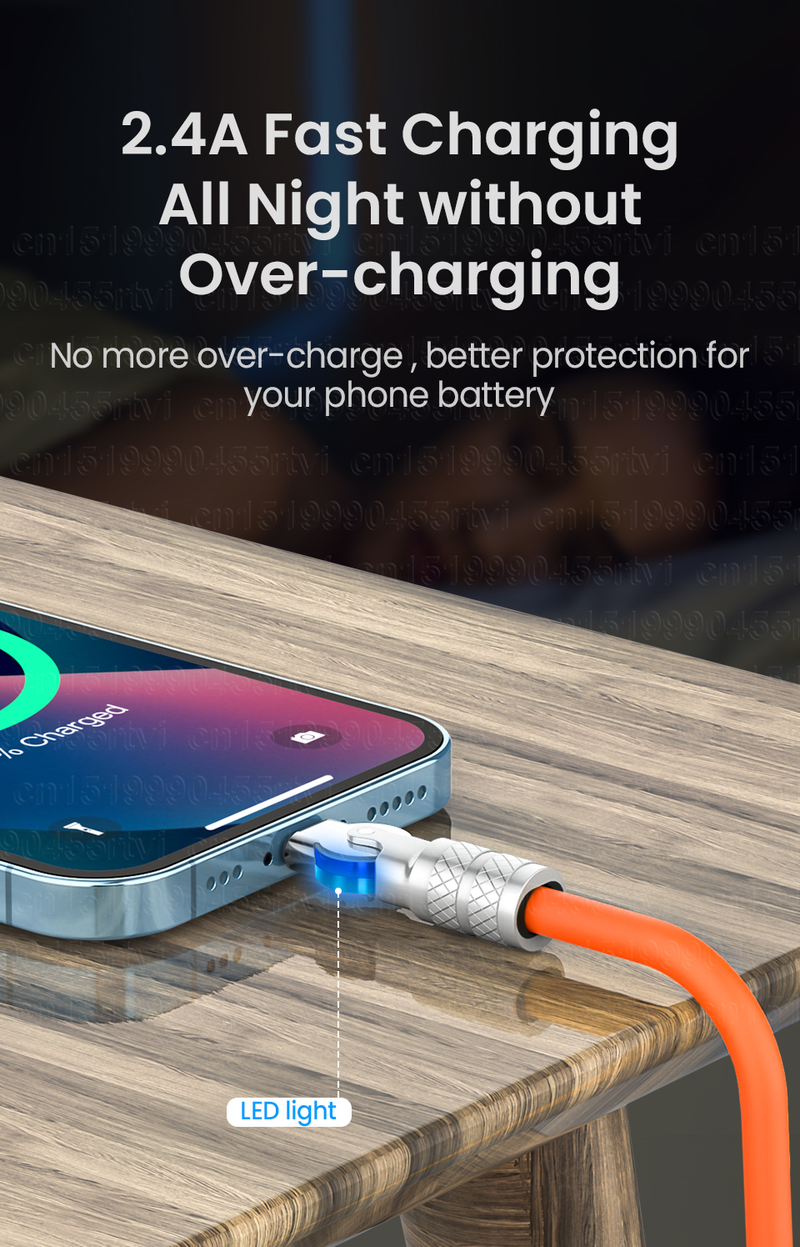 180 fokban elforgatható USB töltőkábel iPhone 14 13 12 11 Pro Max XS 6s 7 8 Plus készülékekhez, puha TPE telefon gyorstöltő kábel D_voghion.com