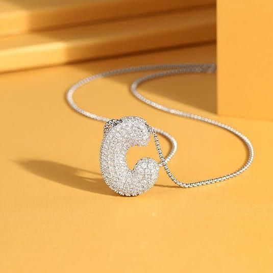 Collier à bulles en laiton et zircon, simple, brillant et tendance, avec 26 lettres anglaises_voghion.com