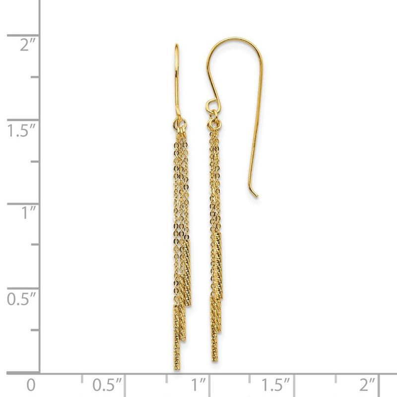 14k Polished Diamond-cut Chain And Bar Shepherd Hook Earrings_voghion.com