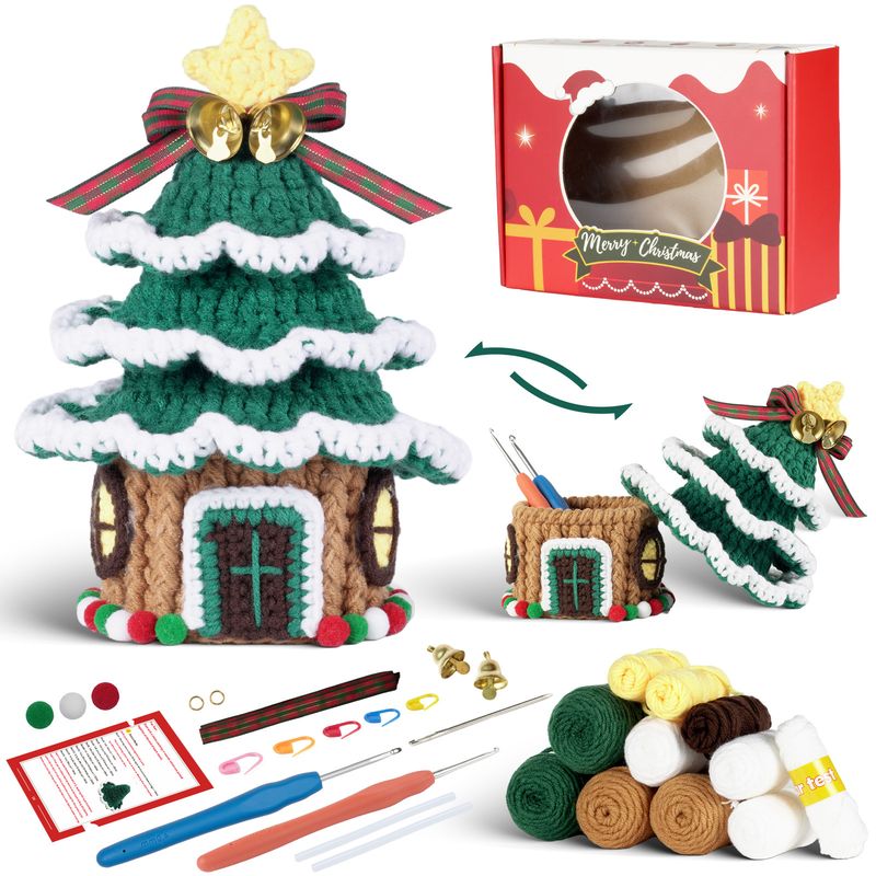 Manuel d'instructions en anglais pour Noël Paquet de matériel de crochet Arbre de Noël Ornements de bricolage faits à la main Cadeaux de Noël en gros_voghion.com