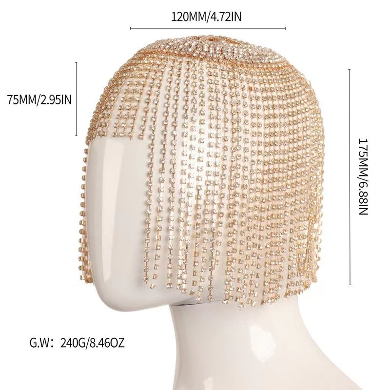 Accesorios para el cabello, tocado bohemio exagerado con diamantes de imitación, estilo étnico retro, borla larga_voghion.com