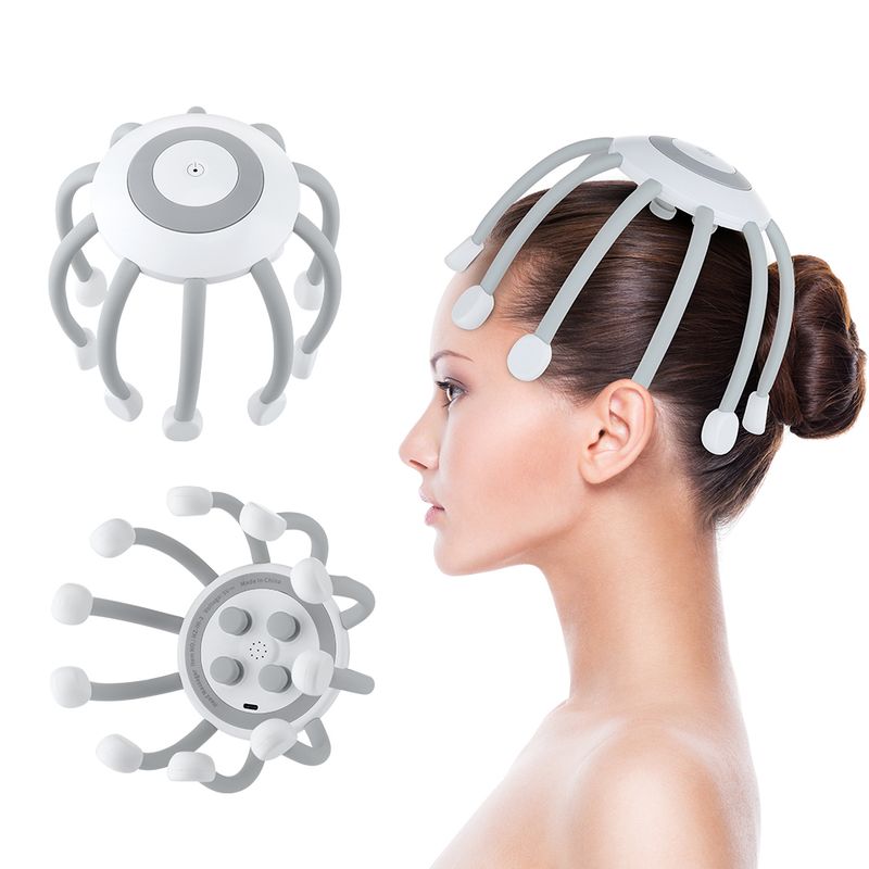 Massaggiatore elettrico per cuoio capelluto a forma di artiglio di polpo, grattatesta, 4 modalità di vibrazione, spegnimento automatico a mani libere per alleviare lo stress, ricaricabile tramite USB_voghion.com