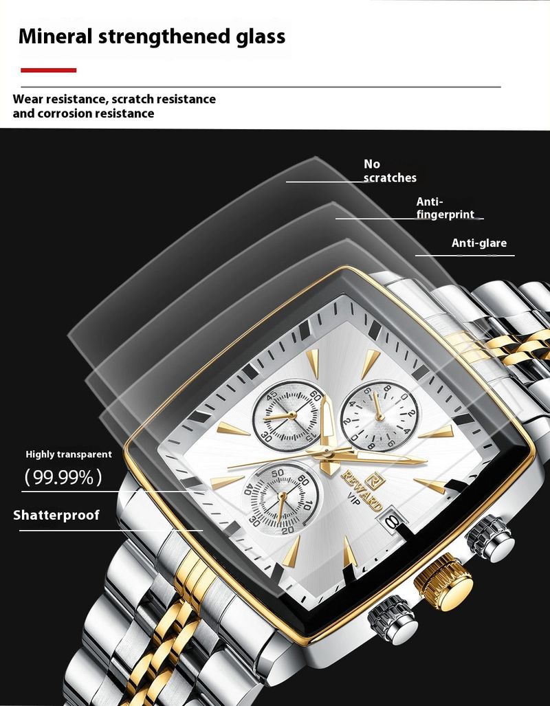 New fashion men's high-end intelligent multi-function chronograph business waterproof luminous calendar solid steel strap watch_voghion.com
