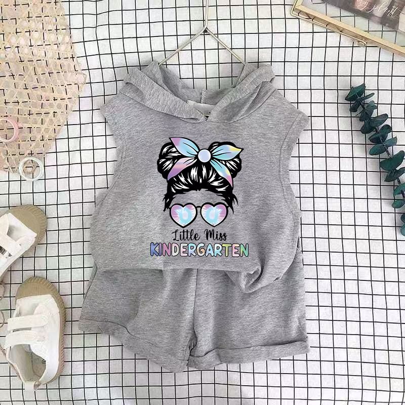 Children's Clothing 2025 New Girls Shorts Suit Hooded Two Piece Korean Style Fashion Cartoon Vest Trend_voghion.com