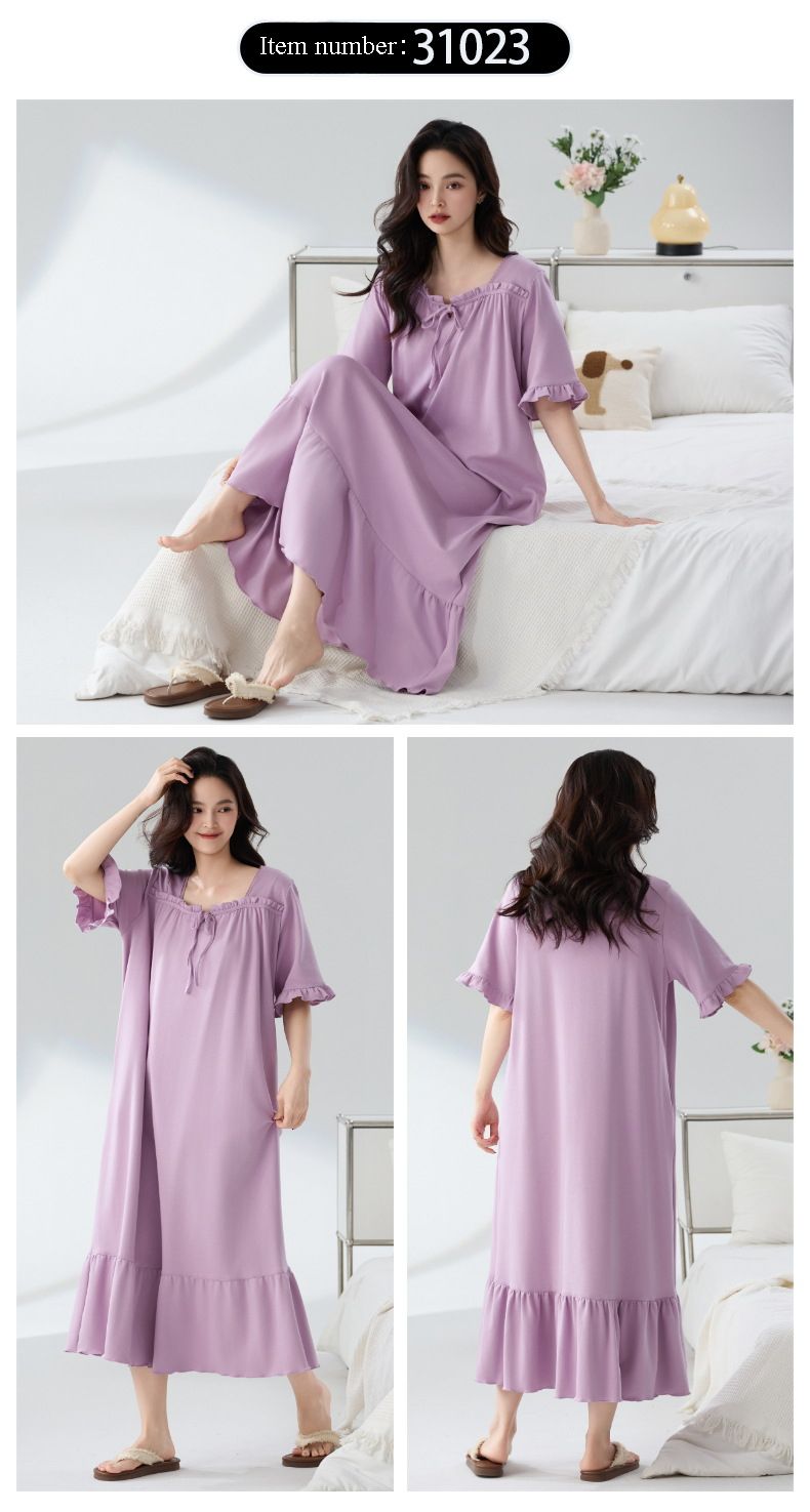 Camicia da notte in puro cotone, classe A, estiva, a maniche corte, da donna, estiva, da casa, taglia grande_voghion.com