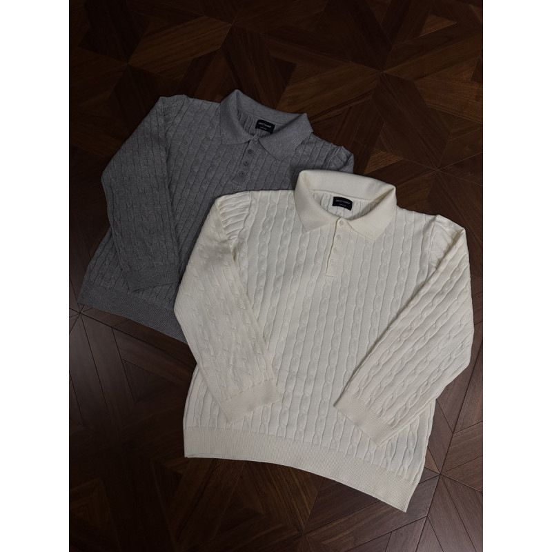 Men's Cable Knit Polo Sweater - Vintage Ivy League Style Pullover For Fall (Black, Grey, Beige) - Preppy Retro Crewneck_voghion.com