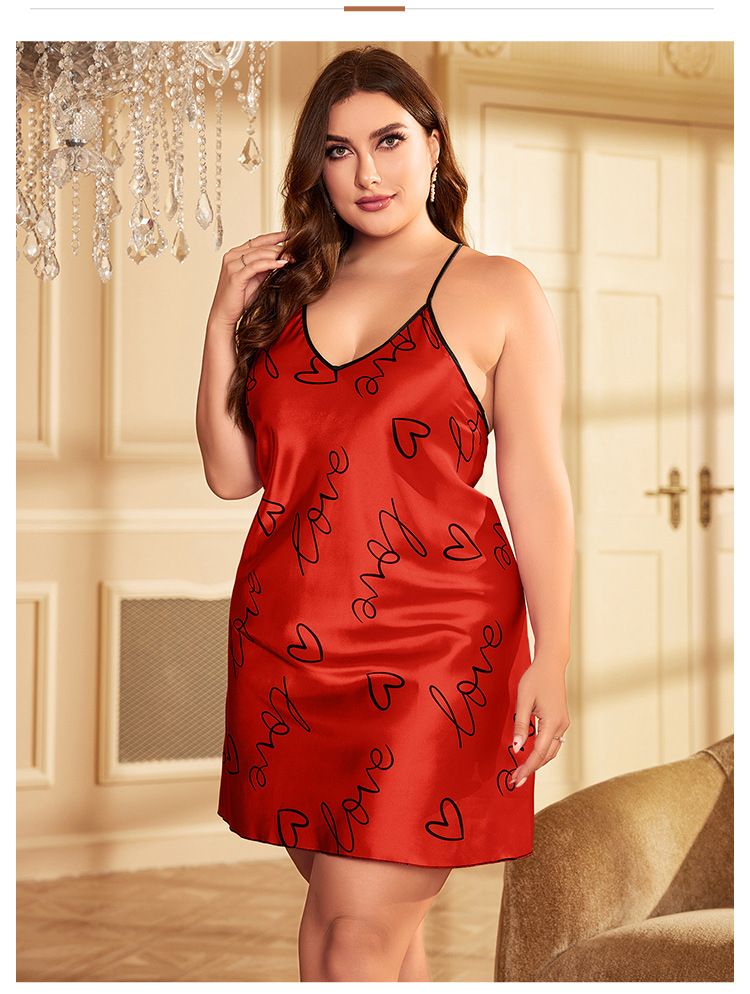 Women's Ice Camisole Nightdress Summer Thin Sexy Backless Silk Printed Nightgown_voghion.com