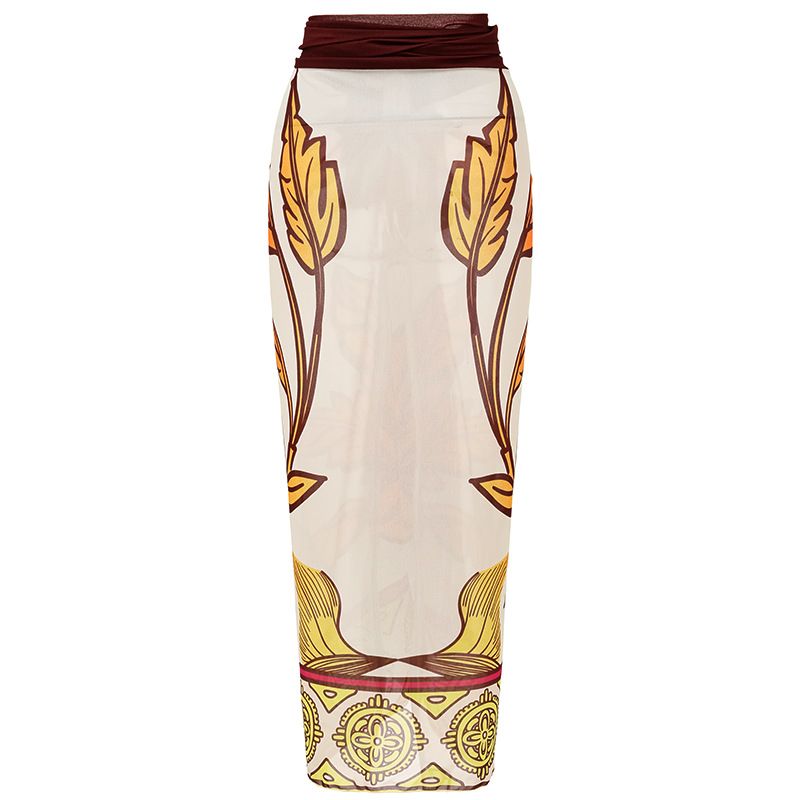 Roupa de banho feminina nova camada de ar babados maple leaf print praia férias maiô de uma peça terno_voghion.com