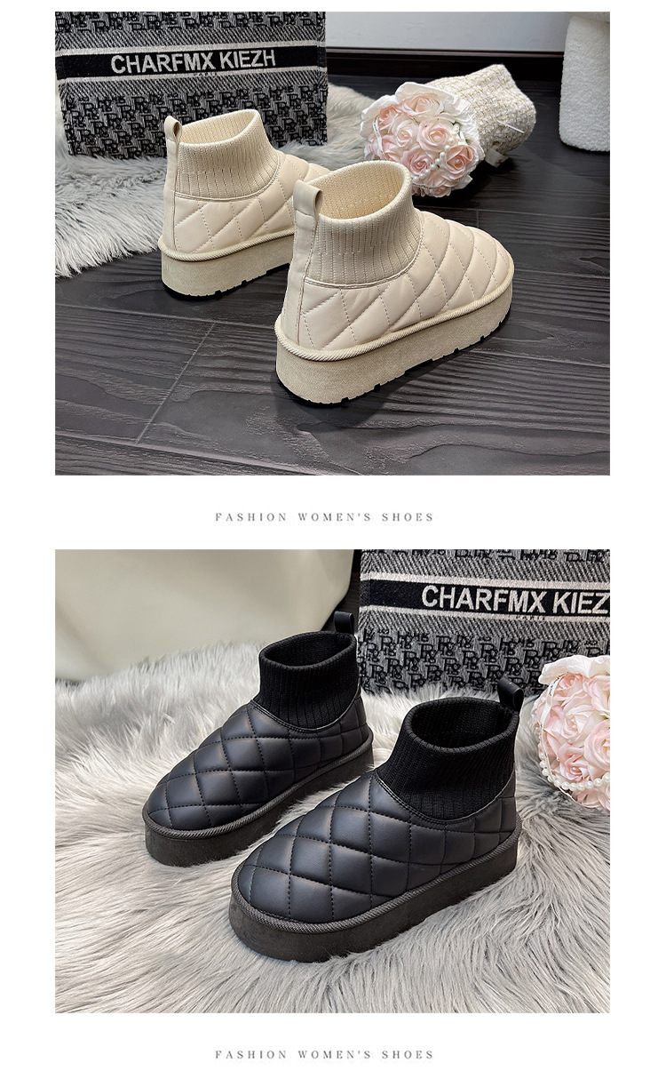 Snow Boots Women S Pineapple Shoes Socks Plus Velvet Thickened Cold Proof Autumn And Winter Cotton To Keep Warm_voghion.com