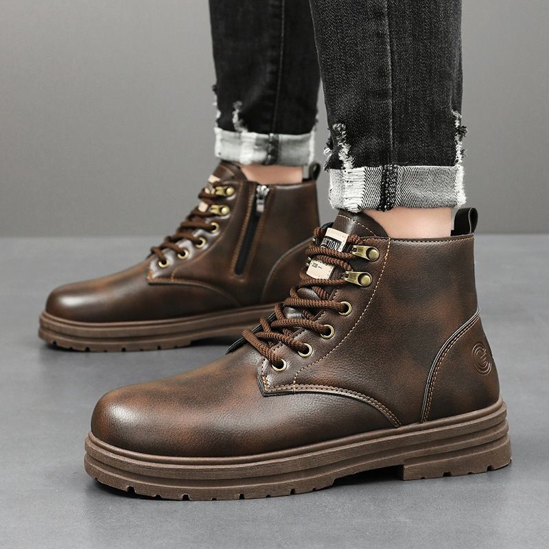 Nouvelles bottes courtes de travail britanniques polyvalentes rétro pour hommes, tendance décontractée d'automne et d'hiver, bottes Martin_voghion.com