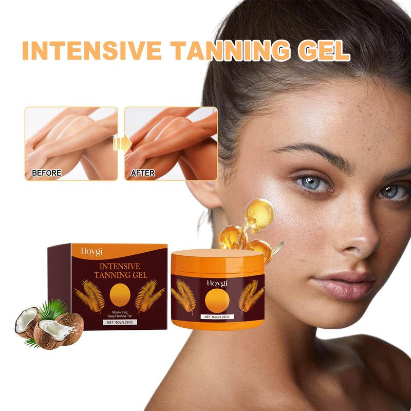 Hoygi Intensive Tanning Gel, Summertime Seaside Beach Sunbath To Help Tanning Wheat Color Body Moisturizer Gel_voghion.com