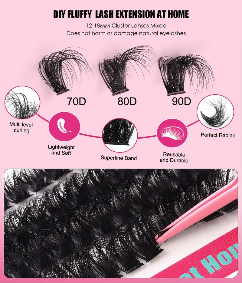 European and American cross border 216 clusters of thick false eyelashes set 70D80D90D mixed segmented DIY eyelashes_voghion.com