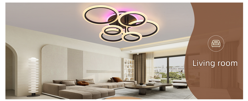 Moderne LED-Deckenleuchte für den Innenbereich, dimmbare Deckenleuchten für Schlafzimmer, 70-W-Deckenleuchte mit Unterputzmontage, 6-Ring-LED-Deckenlampe für Wohnzimmer, 3000–6000 K_voghion.com