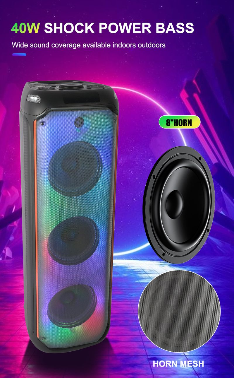 ZQS8307 Private Mold 3 8-Zoll-Hochleistungs-Bluetooth-Außenlautsprecher mit Radio/TF/Mikrofon_voghion.com