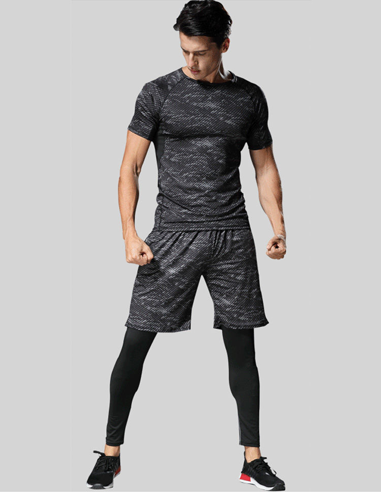 Dongguan Factory Spot Men S Jooksuülikond Fitness Sport Vabaajarõivad Sukkpüksid Higi neelavad kiiresti kuivavad riided_voghion.com