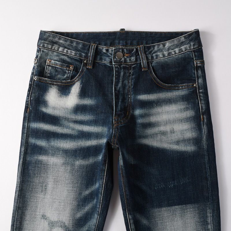 Abbigliamento da uomo, marchio di moda per il commercio estero, D2 Jeans, stile maschile, pantaloni casual versatili da uomo, stile retrò, blu, strappati, 6905_voghion.com