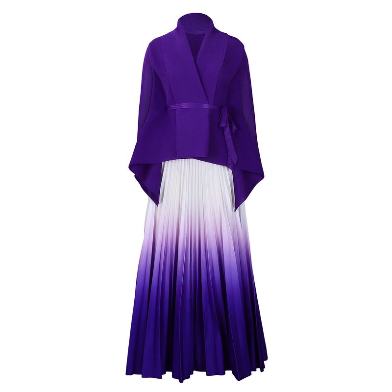 D536 Completo due pezzi da donna, elegante, con maniche a pipistrello, ampio e alla moda, con gonna a mezza gonna sfumata_voghion.com