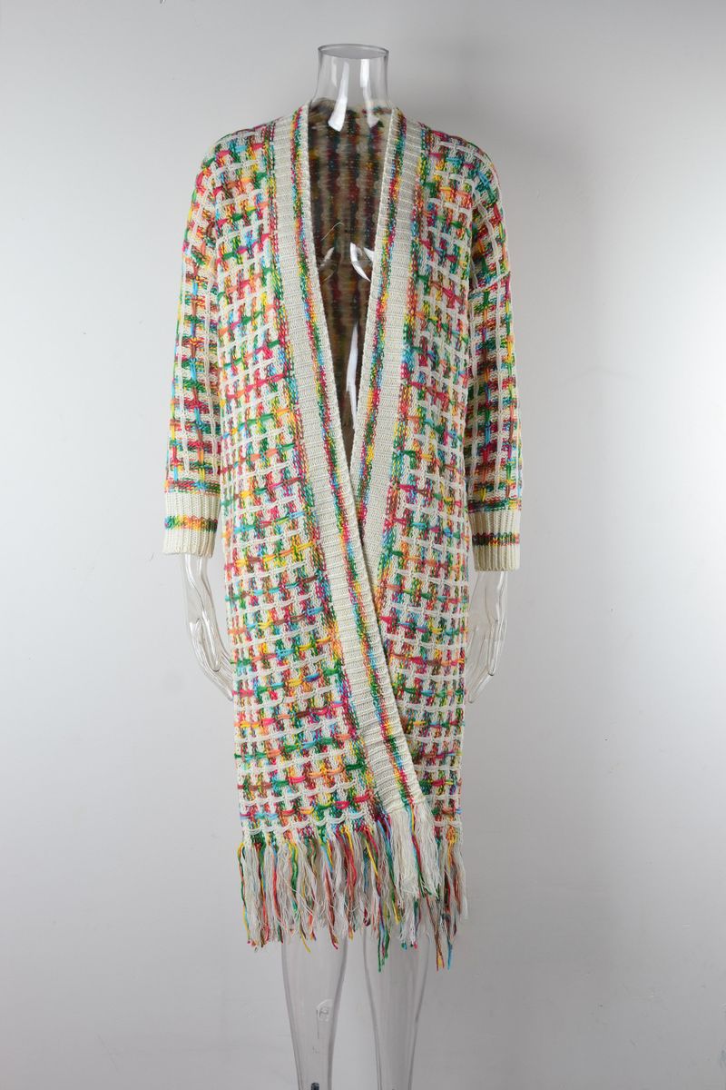 K New Plus Size Long Cardigan With Tassels; Women's Hot Style._voghion.com