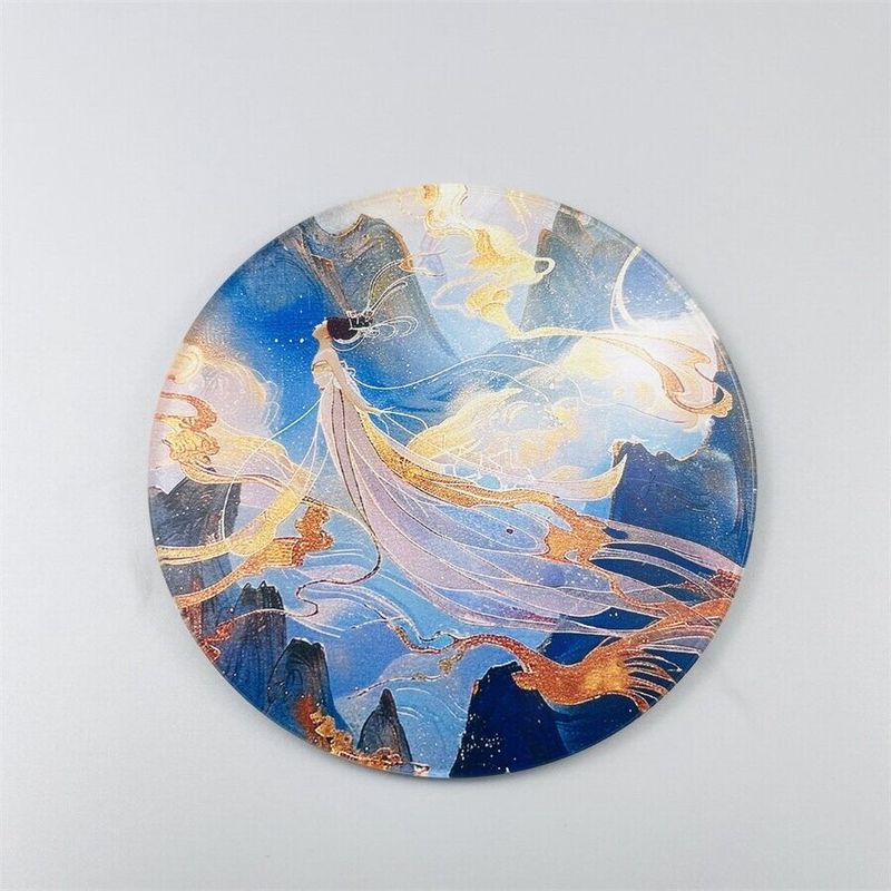 Ink Painting Acrylic Coasters - Heat-Resistant & Non-Slip Round Drink Mats (Set Of 4) - Traditional Oriental Home Decor For Tea & Coffee_voghion.com