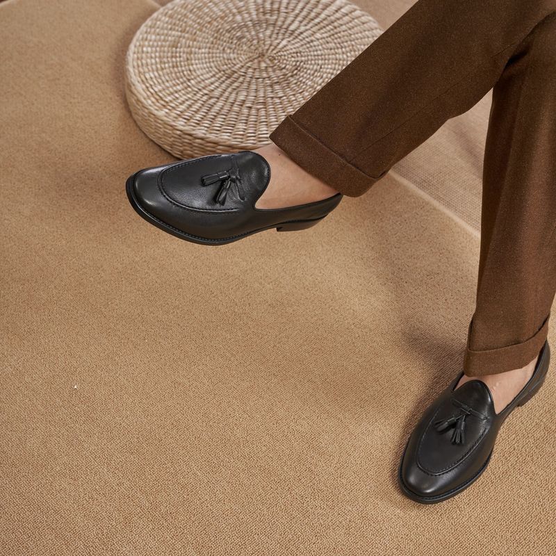 Breathable Men's Leather Loafers, Spring Summer Business Casual Shoes, Comfortable Slip-On Footwear_voghion.com