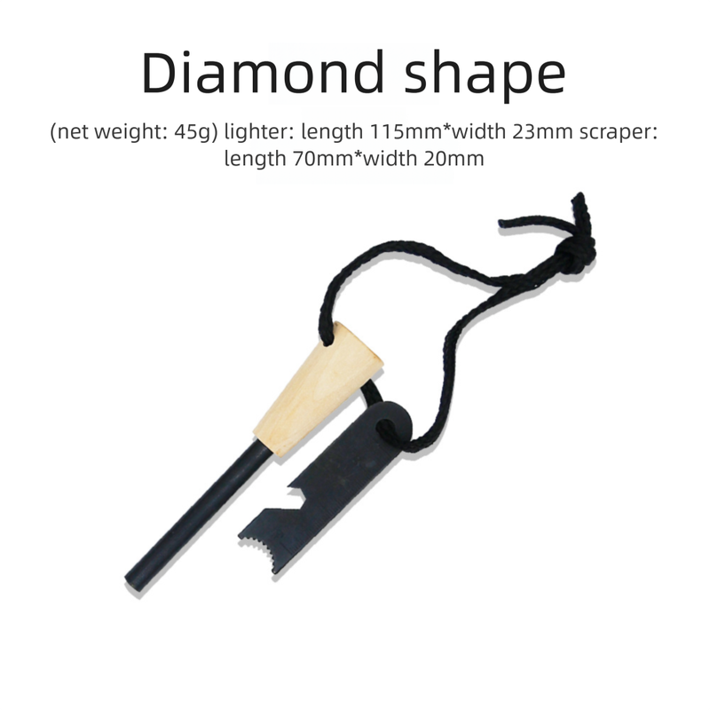 Outdoor Camping Gear Wilderness Survival Tool Magnesium Rod Fire Starter Wooden Handle Flint Stick Hiking_voghion.com