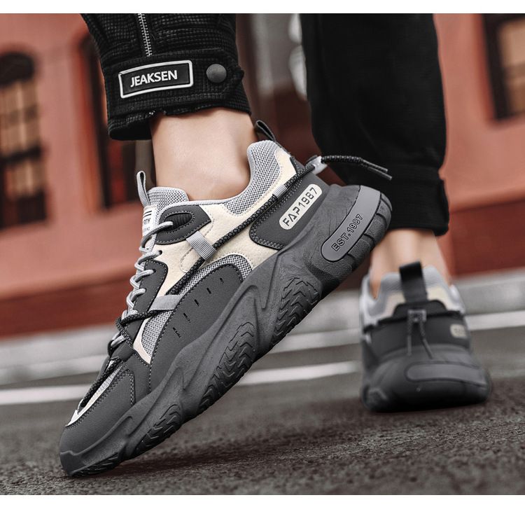 Autumn and Winter New Trendy Outdoor Student Thick Sole Sports Men's Personalized Fashion Lace up Breathable Mesh_voghion.com