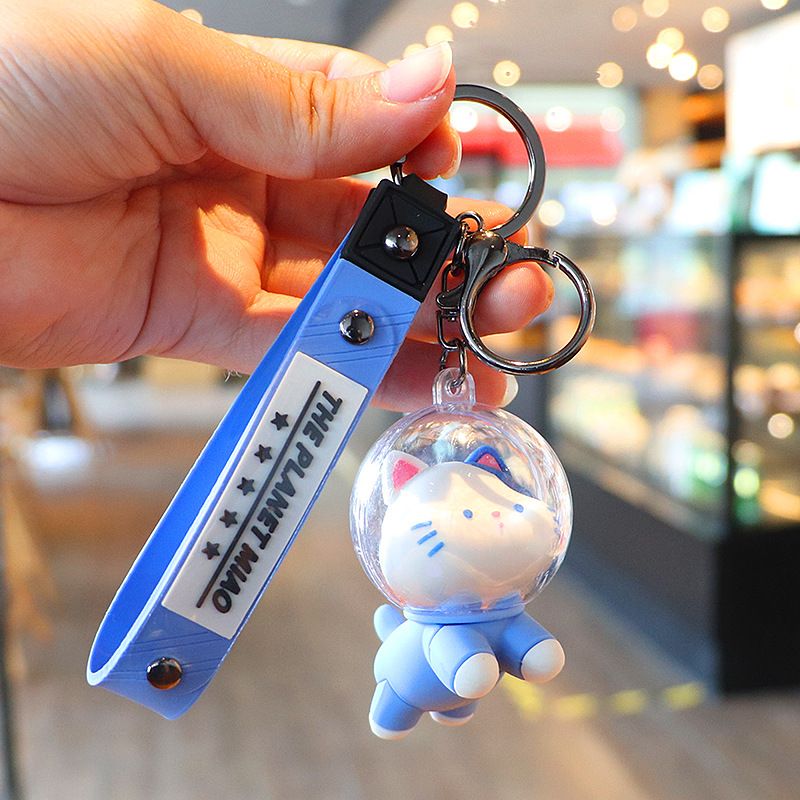 Cartoon space cat couple bag cute car schoolbag men's and women's pendant key chain keychain small gift_voghion.com