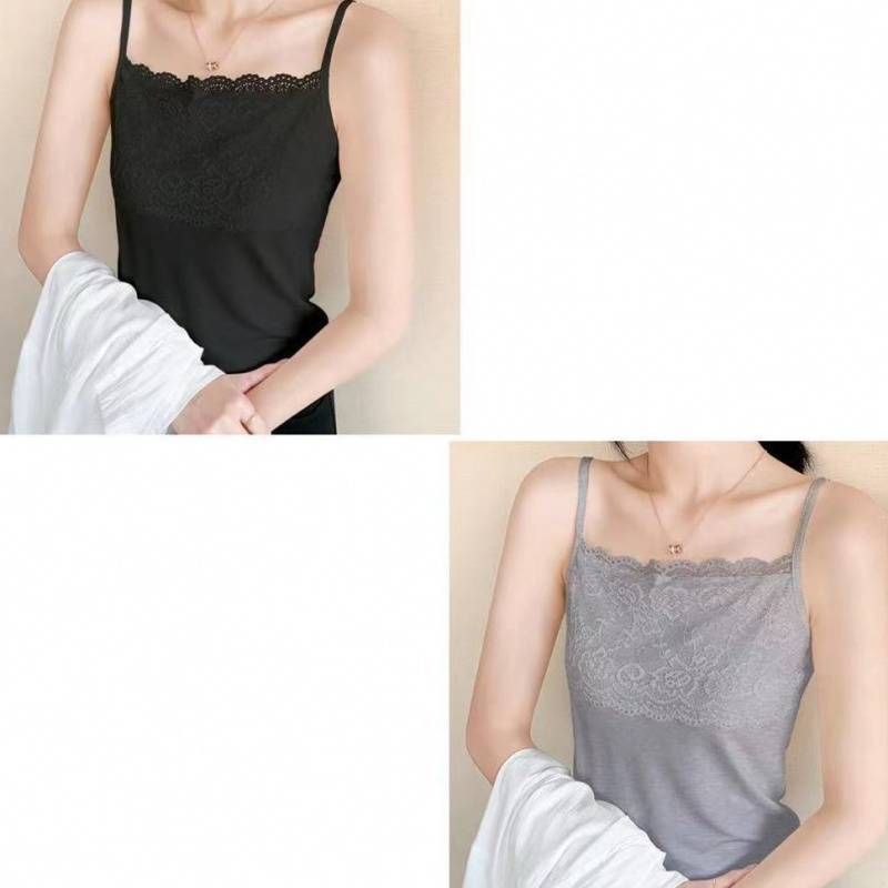 Canotta in cotone e fibra modale per donna, intimo tinta unita, senza schienale, coprente per la pancia, top in pizzo, stile sottile_voghion.com