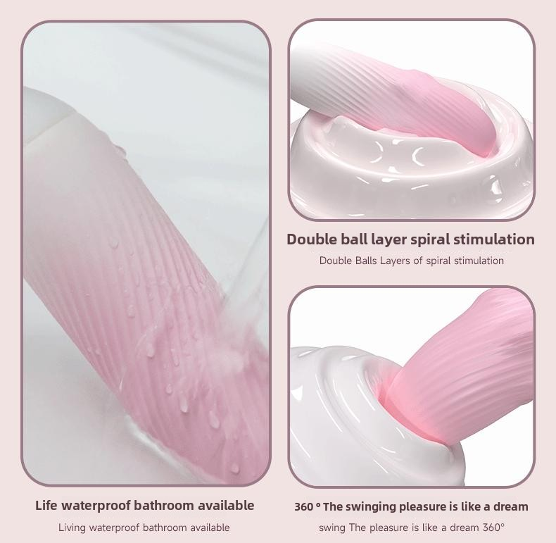 Silikon-Phallus-Dildo für Erwachsene mit starker Vibration, eiförmigem Design, gleitender Kugel und schwingender Vibrationsfunktion_voghion.com