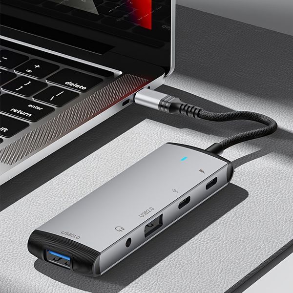 Docking Station 5 In 1 USB C Hub OTG Adapter With 2 USB Ports; Suitable For Type-C Interface_voghion.com