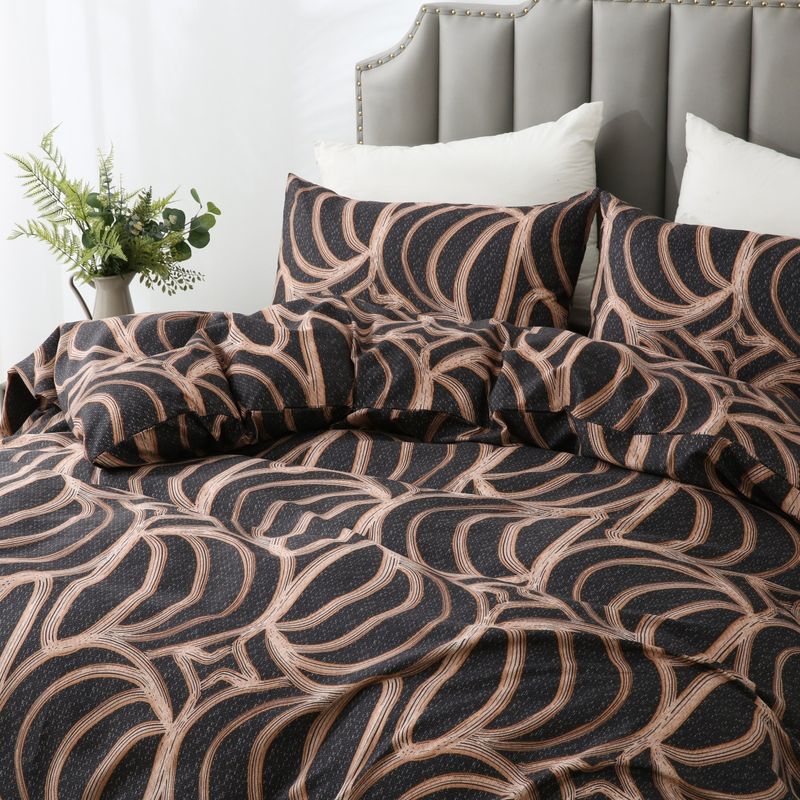 Set di lenzuola con angoli geometrici nordici - Poliestere tinto in massa e spazzolato, diverse misure (US/EU/AU/DE/ES), per hotel e uso domestico_voghion.com