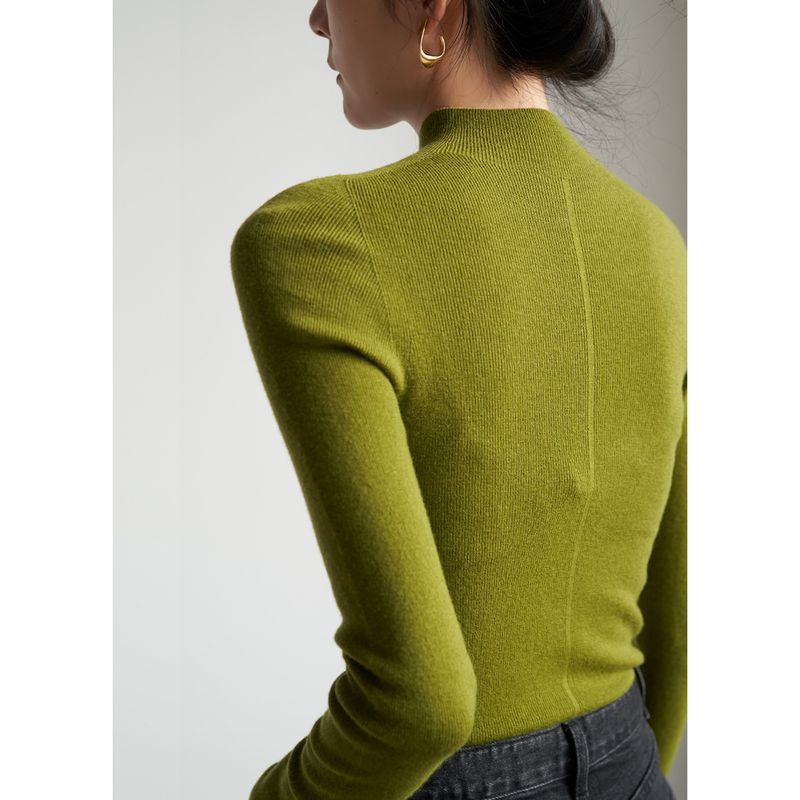 SS STUDIO Nahtloser Einteiliger Pendel-Eleganter Halbrollkragen-Wollstrickpullover Für Damen Herbst Winter Basishemd_voghion.com