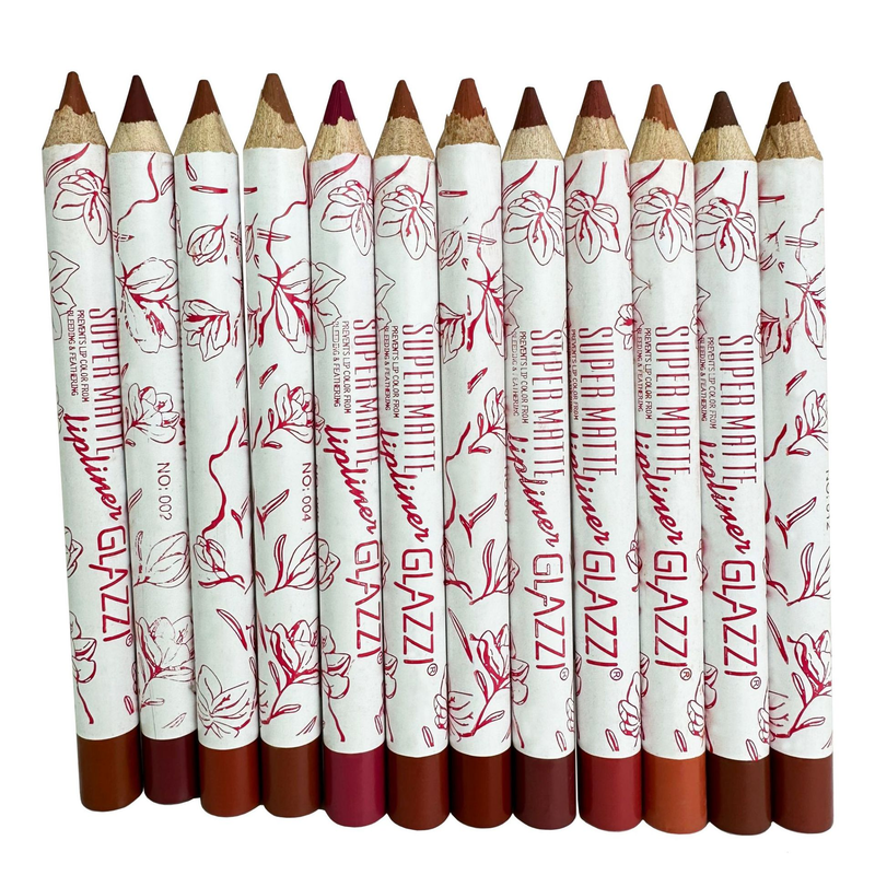 Novo GLAZZI suporte em forma de flor caneta batom + lipliner combinação terno fosco 12 cores caneta labial_voghion.com