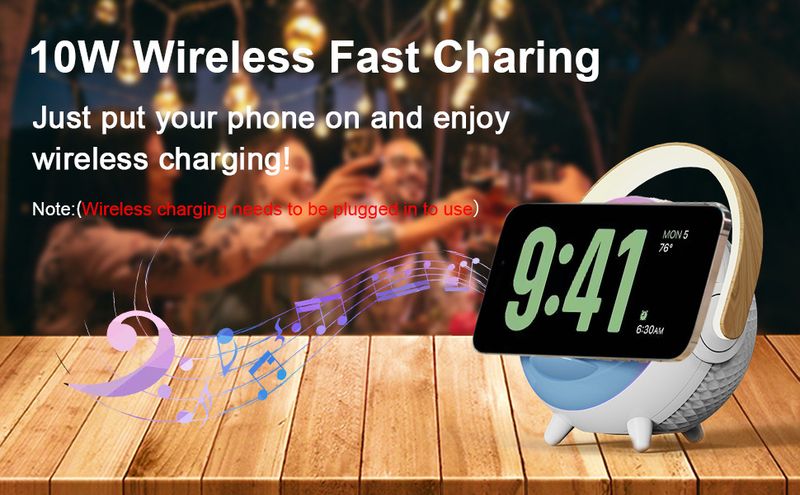 Alto-falantes portáteis Ovo Lâmpada musical Mesa Multifuncional Carregamento sem fio Iluminação colorida Alto-falante Bluetooth portátil para áreas externas_voghion.com