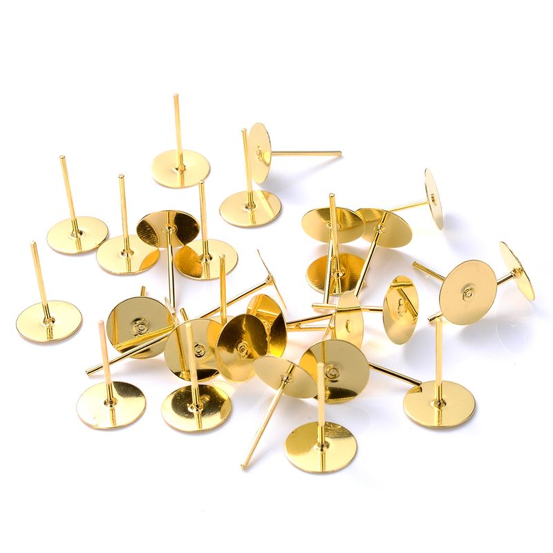 Base per orecchini a forma di garofano in acciaio inossidabile, bullone piatto rotondo per orecchini fai da te, 100 pezzi/suono_voghion.com