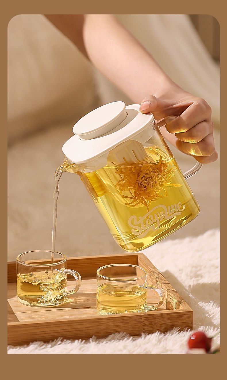 Vaso de vidrio Xilekou para uso doméstico y de oficina, con separación de agua, alto contenido de borosilicato, gran capacidad, apto para preparar té de hierbas._voghion.com