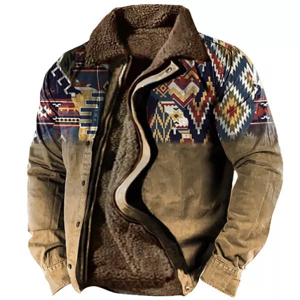 Tasche laterali spesse, cerniera casual, giacca da uomo in cotone a maniche lunghe color marrone lupo, vestibilità ampia. Uomo_voghion.com