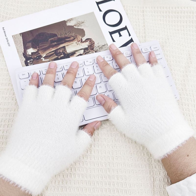 Gants d'hiver chauds en peluche pour femmes, mitaines sans doigts, épais, résistants au froid, célébrités d'Internet_voghion.com