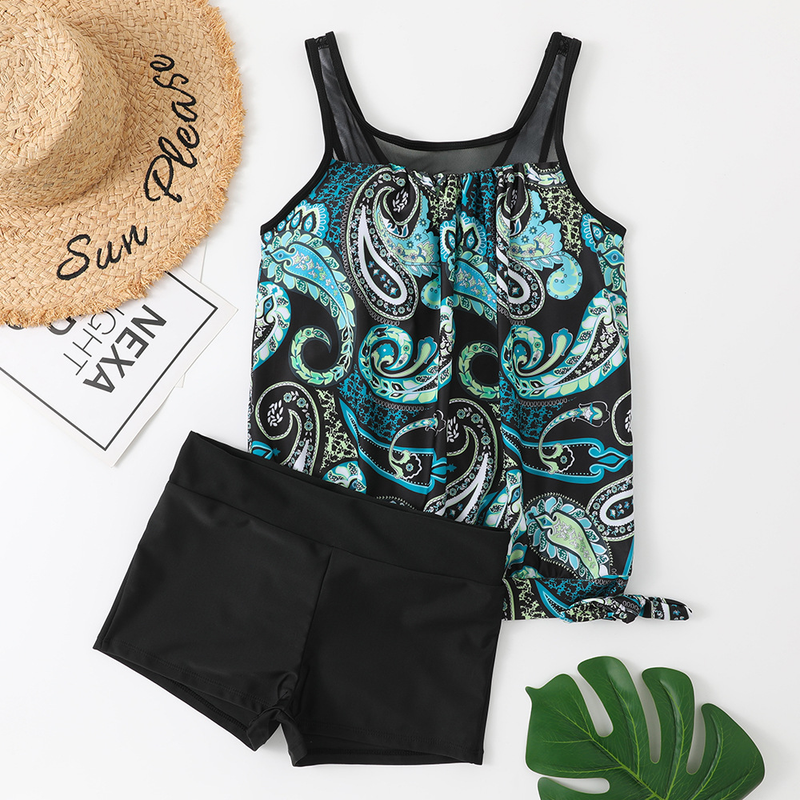 bikini swimwear women's split large size multi-color high waist bikini swimsuit_voghion.com