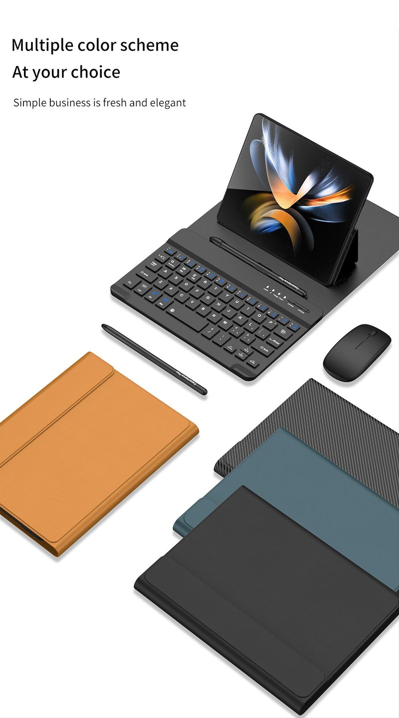 For Samsung Galaxy Z Fold 2 3 4 5 6 Wireless Minutes Of Meeting Record Mini Bluetooth Mouse Pen Keyboard Case_voghion.com