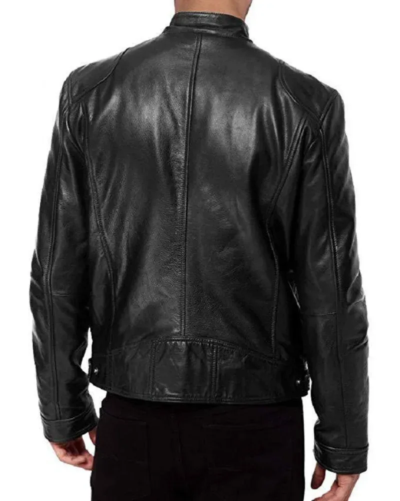 Herren Lederjacke Bomber Motorrad Biker Pu Leder Casual Loose Fit Kunstjacke für Männer_voghion.com
