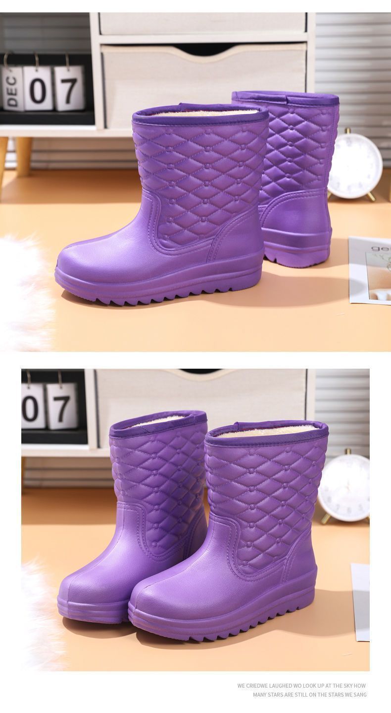 Stivali da pioggia caldi in EVA impermeabili e in pile da donna per bucato, lavaggio auto, scarpe igieniche da cucina, lavoro, antigelo,_voghion.com