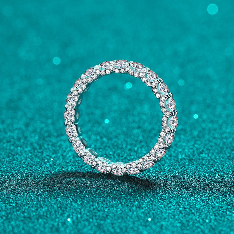 Anello in argento sterling da donna, con moissanite a grappolo, placcato oro PT950, anello cubano da sposa_voghion.com